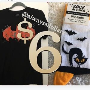 (2) Halloween Items)Tee Shirt and Socks): Size Medium